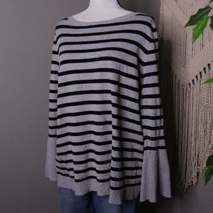 Lane Bryant | Striped Bell Sleeve Thin Knit Sweater